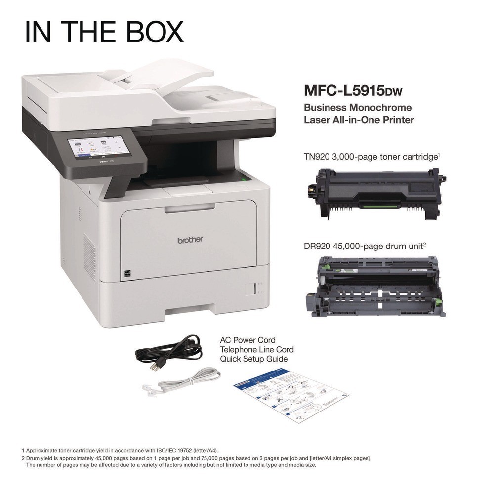 Brother MFCL5915DW Business Monochrome AIO Copy/Fax/Print/Scan Laser Printer New