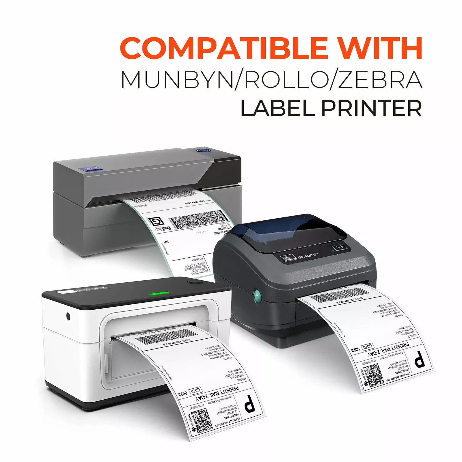4000pc (4×6) Fanfold Direct Thermal Shipping Labels for Zebra and Rollo Printers