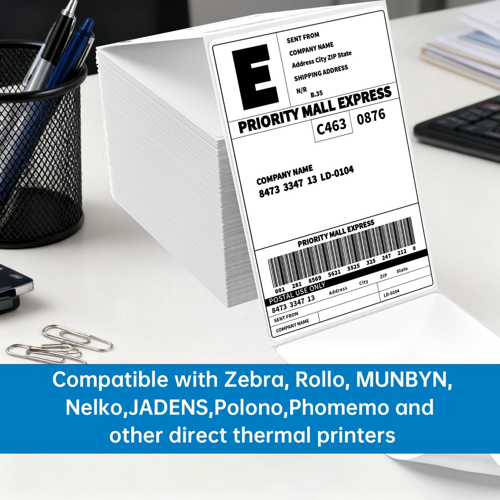 4×6 thermal labels 500 Labels/Stack for MUNBYN Rollo Zebra – 500 Labels