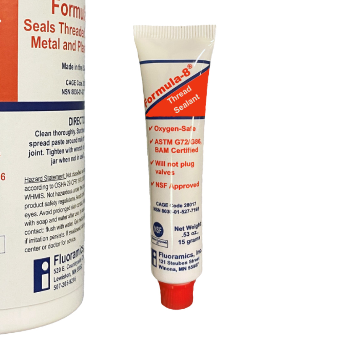 Formula-8 PTFE Paste Thread Sealant, 15 Gram Tube, Gas/Liquid/Vacuum Services
