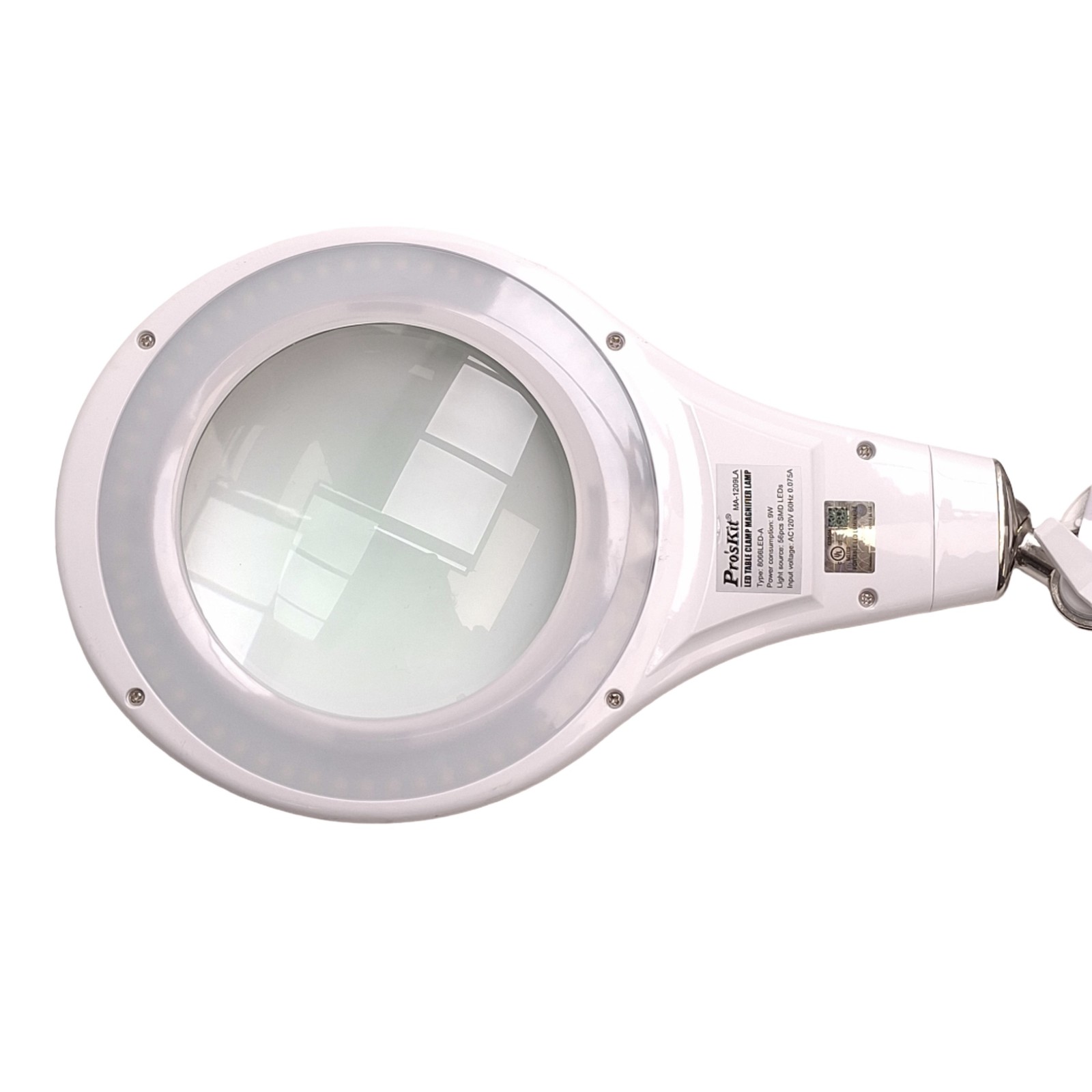 Proskit MA-1209LA Magnifier Lamp, 5D (2.25x) Mag., 110VAC, Desk Clamp Mount