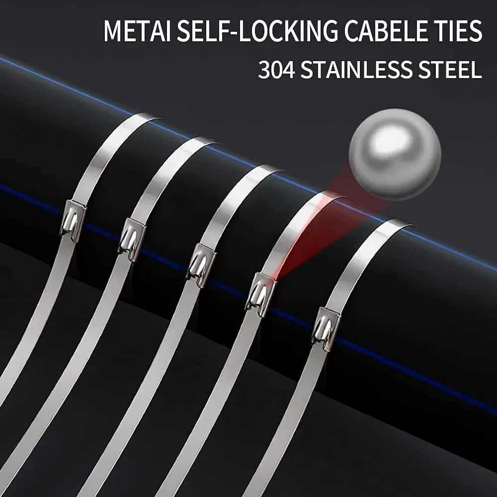 INDUSTRIAL GRADE 400lb (12MM) Stainless Steel Metal Zip Ties Heavy Duty Cable