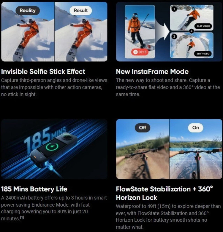 Insta 360 X5 Motorcycle Bundle 8K 360 Degree Action Camera – Brand New