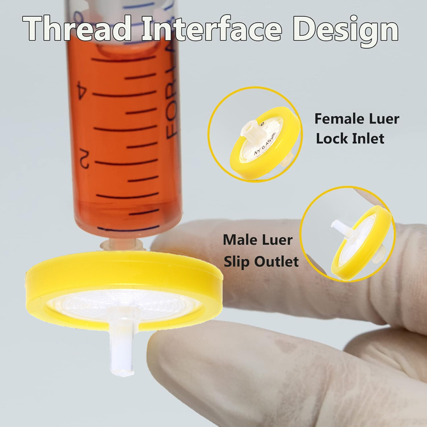 10-100pcs Nylon NY Membrane Syringe Filter 0.45μm 25mm Hydrophilic PP Prefilter