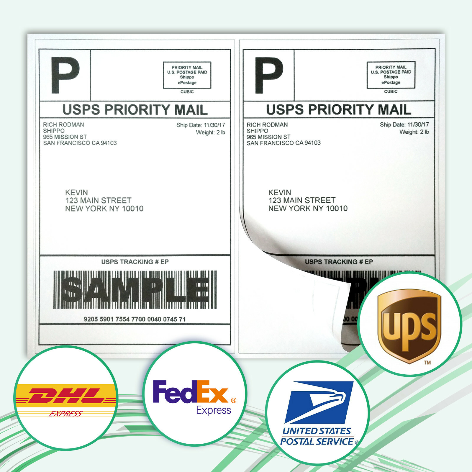 100 Sheets 8.5×5.5 Inch 220 Premium Half Sheet Shipping Labels 2 Per Sheet