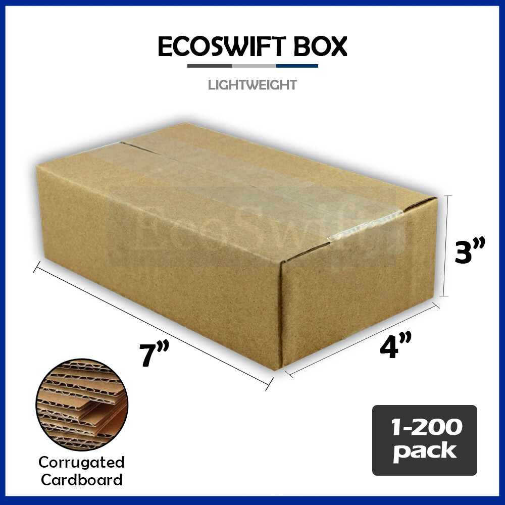 1-200 7x4x3 “EcoSwift” Cardboard Packing Mailing Shipping Corrugated Box Cartons