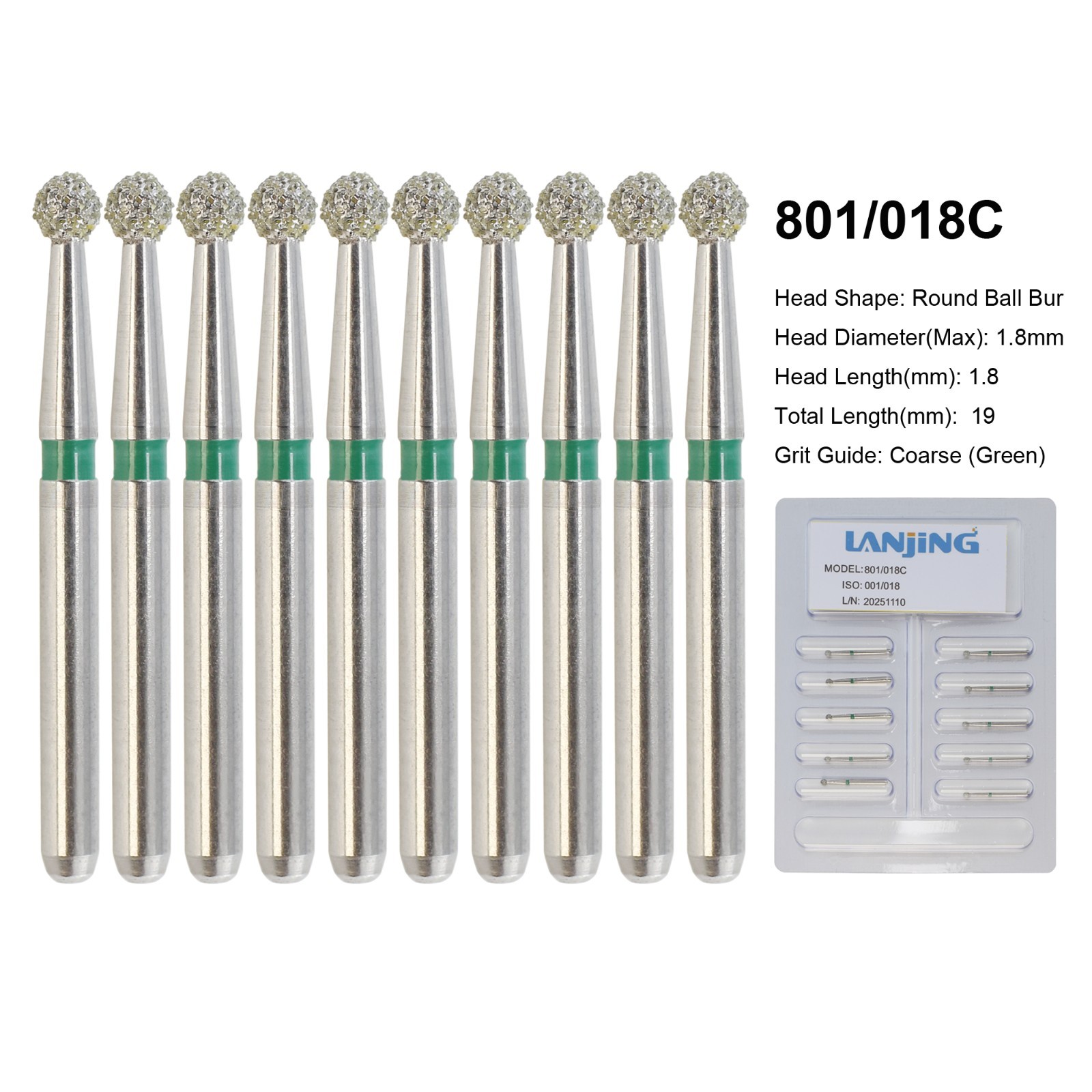 Dental Burs Diamond FG Round End Taper Football Flame Long Round Pear High Speed
