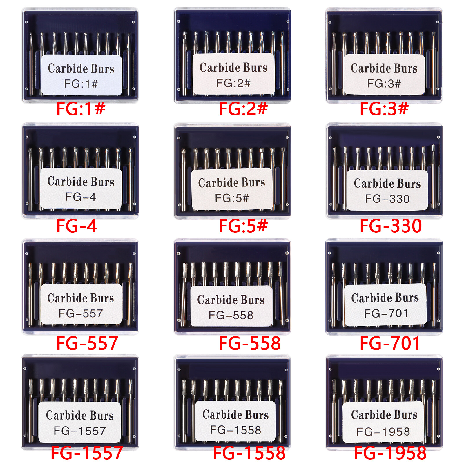 Dental Diamond /Carbide Steel Burs Drill Round For High Speed Handpiece /HP Burs