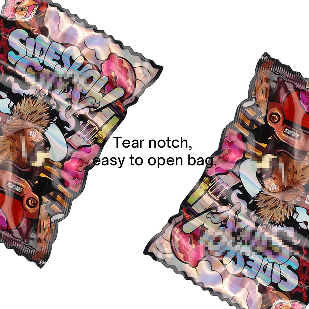100Pcs Holographic Printed Mylar Bags 4×5.25in Resealable Zip Foil Storage Pouch