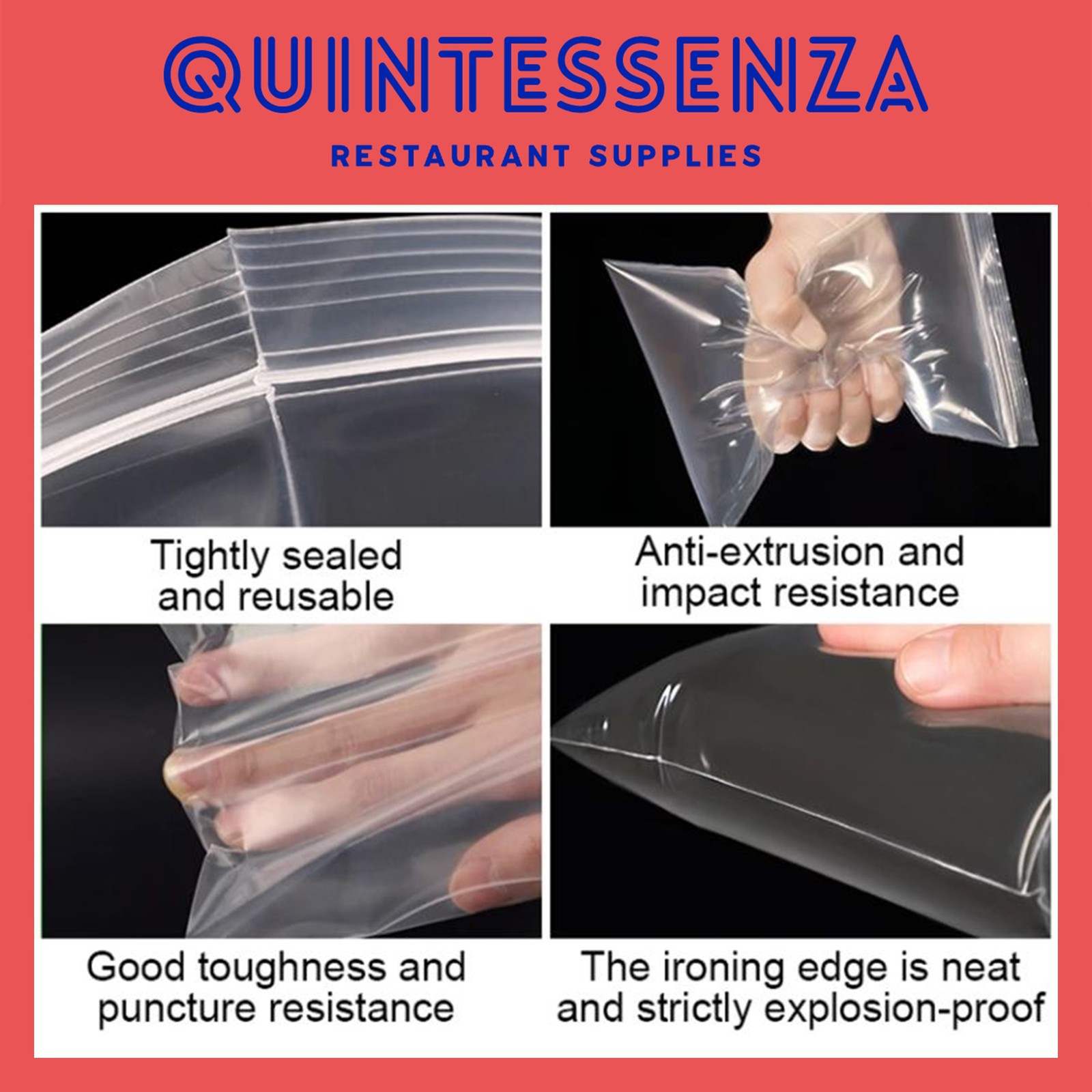 18” x 24” = 4 Mil Thick Clear Zipper Reclosable Poly Bags by Quintessenza