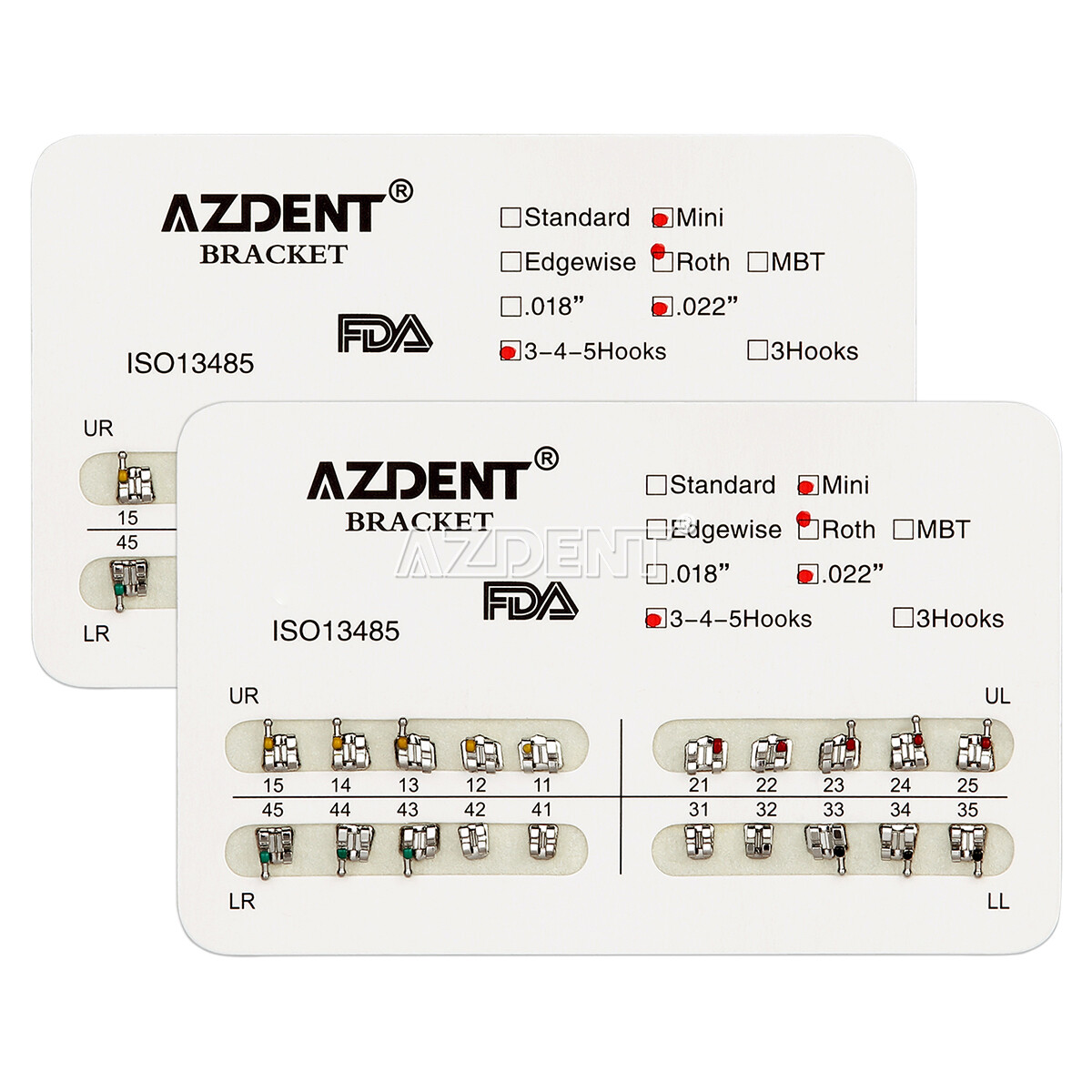 5 Packs AZDENT Dental Orthodontic Metal Brackets Braces Mini Roth.022 Hooks 345