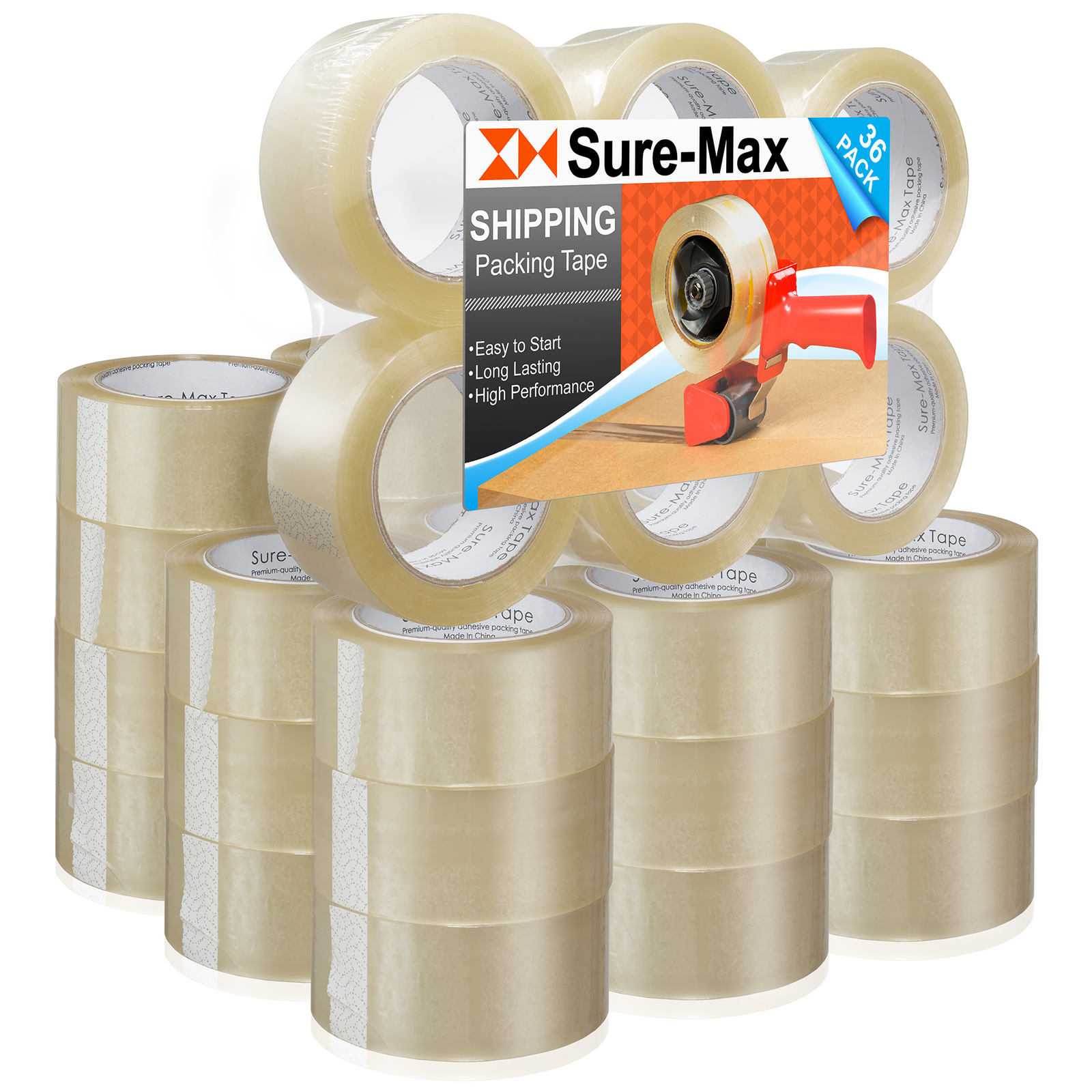 36 Rolls Carton Sealing Clear Packing Tape Box Shipping- 1.8 mil 2″ x 110 Yards