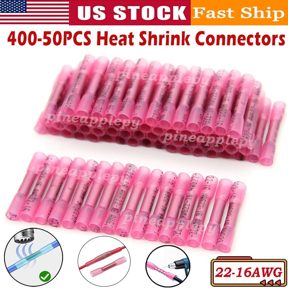 Heat Shrink Butt Splice Wire Connector Insulated Crimp Terminals 50-1000PCS US