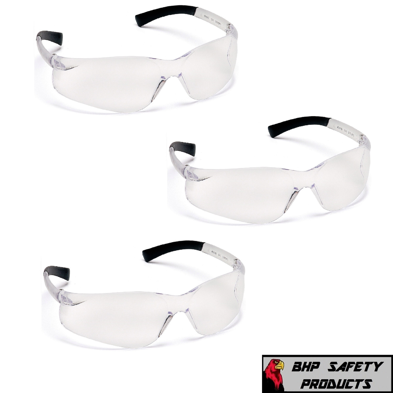 PYRAMEX ZTEK SAFETY GLASSES CLEAR ANTI-FOG LENS WORK EYEWEAR S2510ST (3 PAIR)
