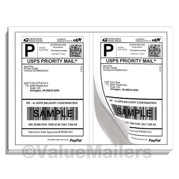 600 Adhesive Shipping Labels Blank 2 Per Sheet 8.5 X 5.5