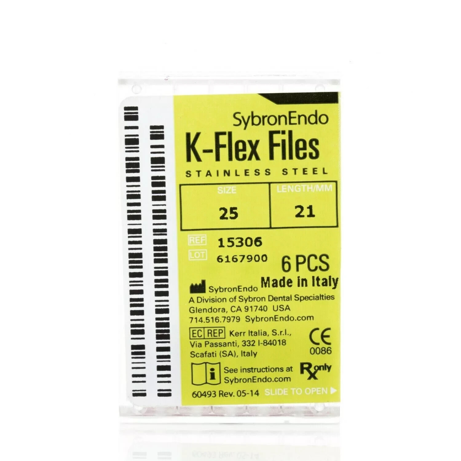 Kerr Sybron Endo Dental 21mm Stainless Steel K-FLEX file 6/box (all sizes)