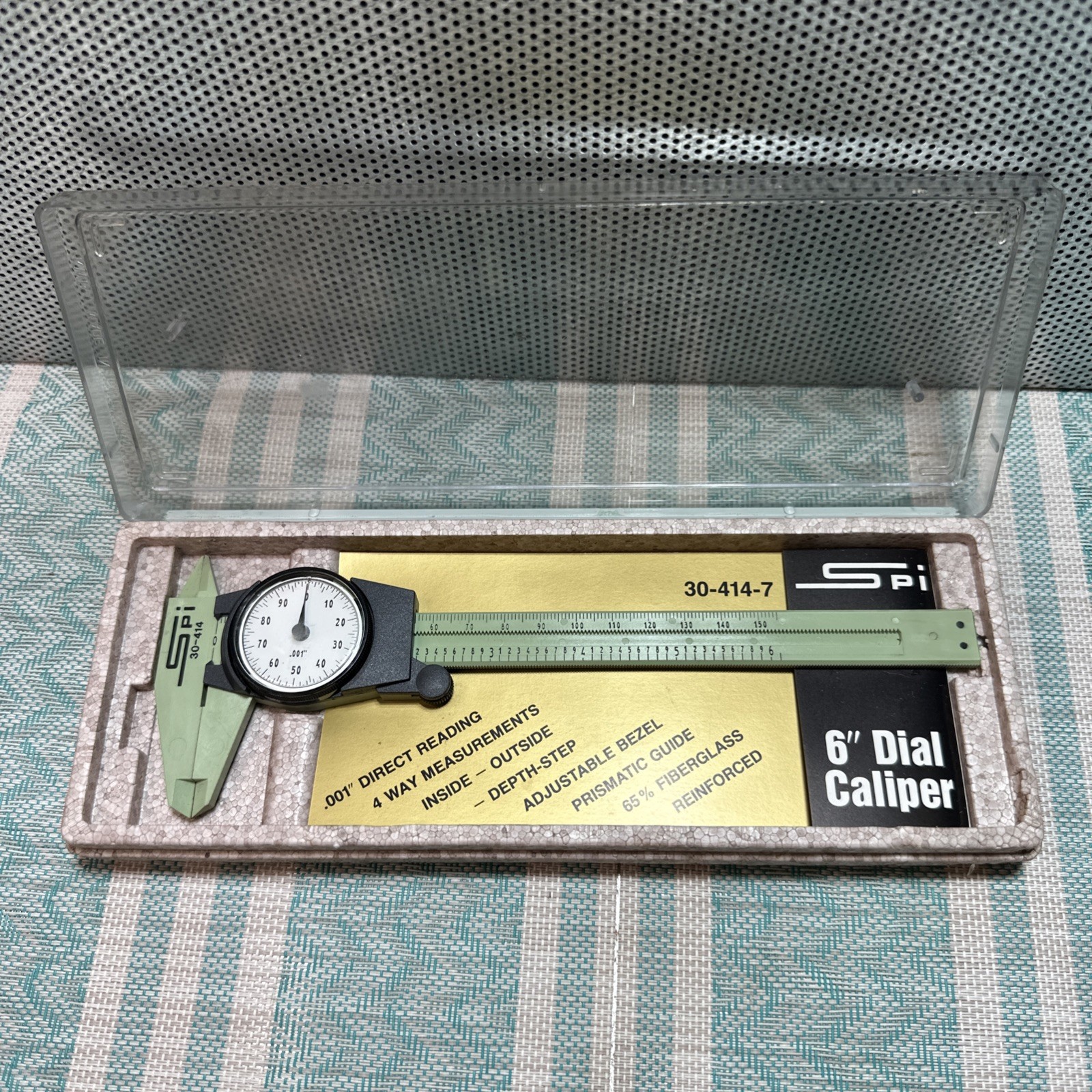 SPI 30-414 6” Dial Caliper Green Made In Switzerland 65% Fiberglass Reinforced