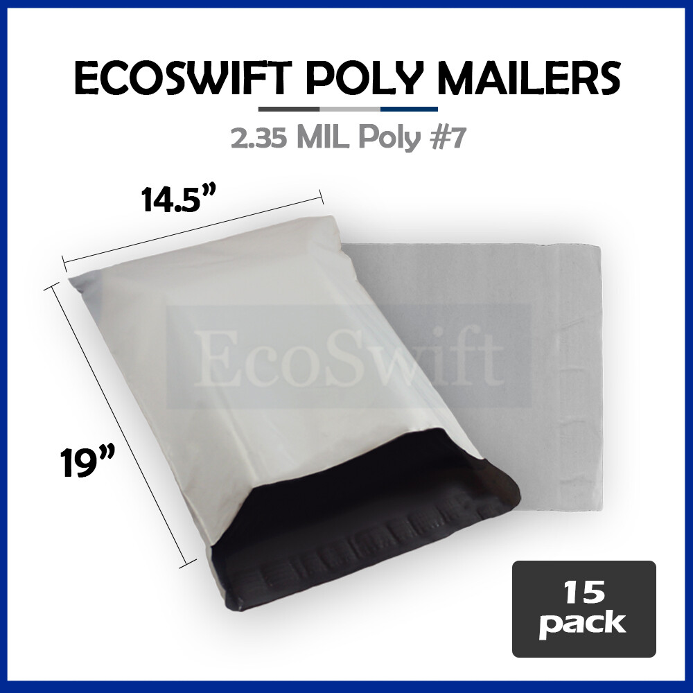 15 14.5×19 ECOSWIFT WHITE POLY MAILERS SHIPPING ENVELOPES BAGS