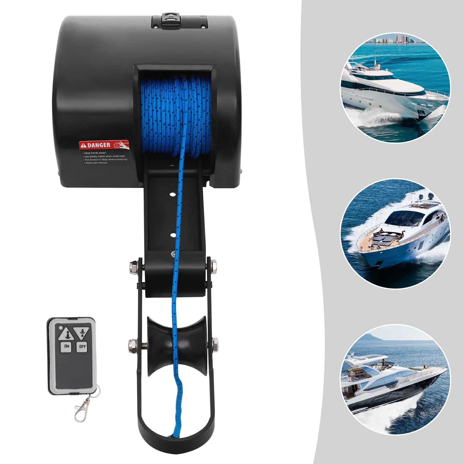35 LBS Electric Anchor Winch with Roller & Remote Control for Boat Marine Winch