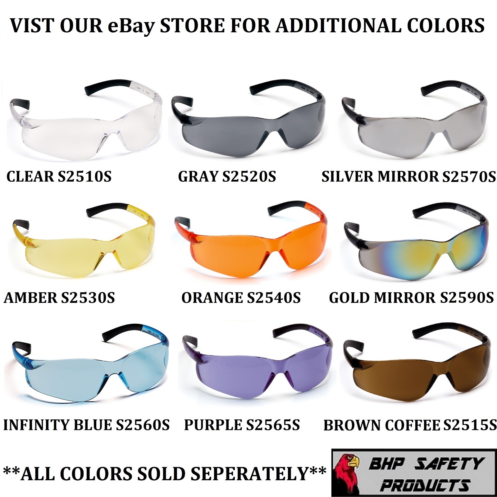 PYRAMEX ZTEK AMBER SAFETY GLASSES SHOOTING RANGE EYEWEAR S2530S Z87+ (12 PAIR)