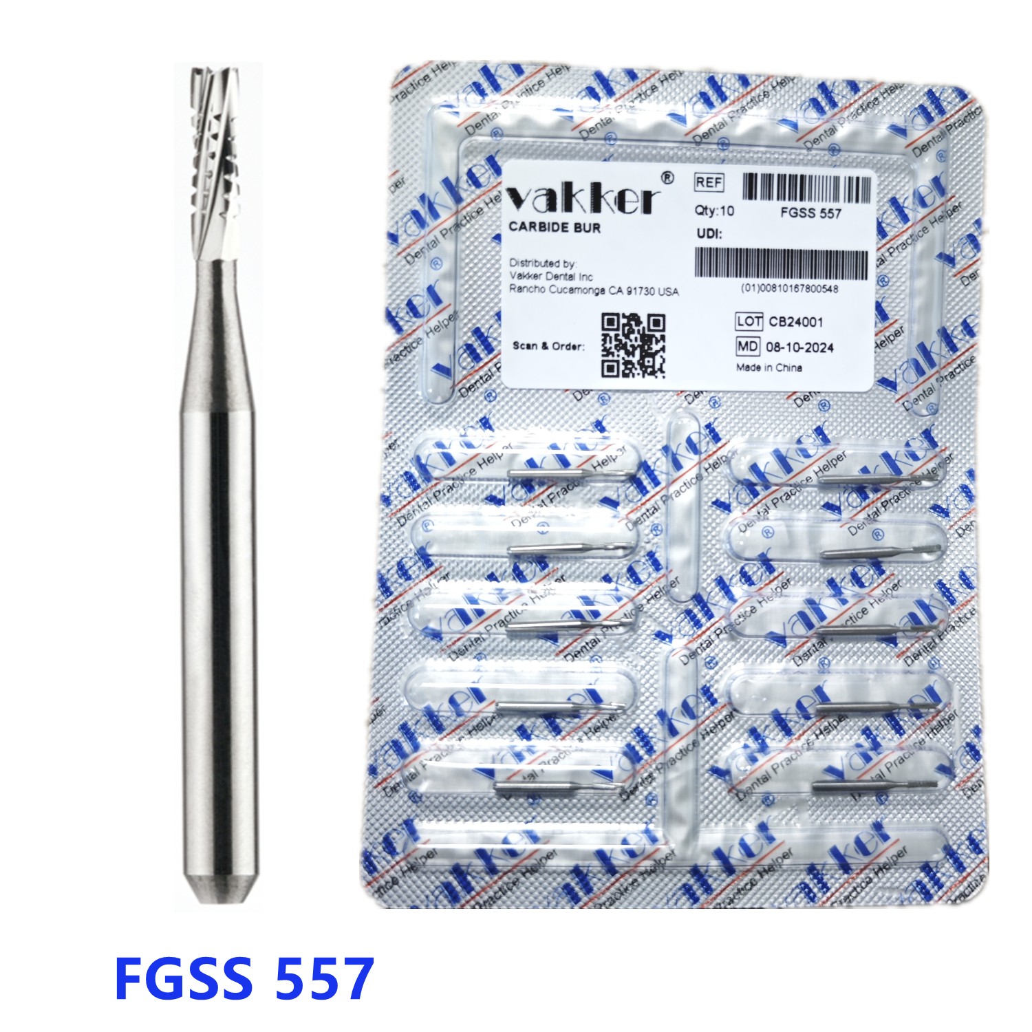 10-100 Dental Carbide Burs FG SS 557 Short Shank Bits for High Speed Handpiece