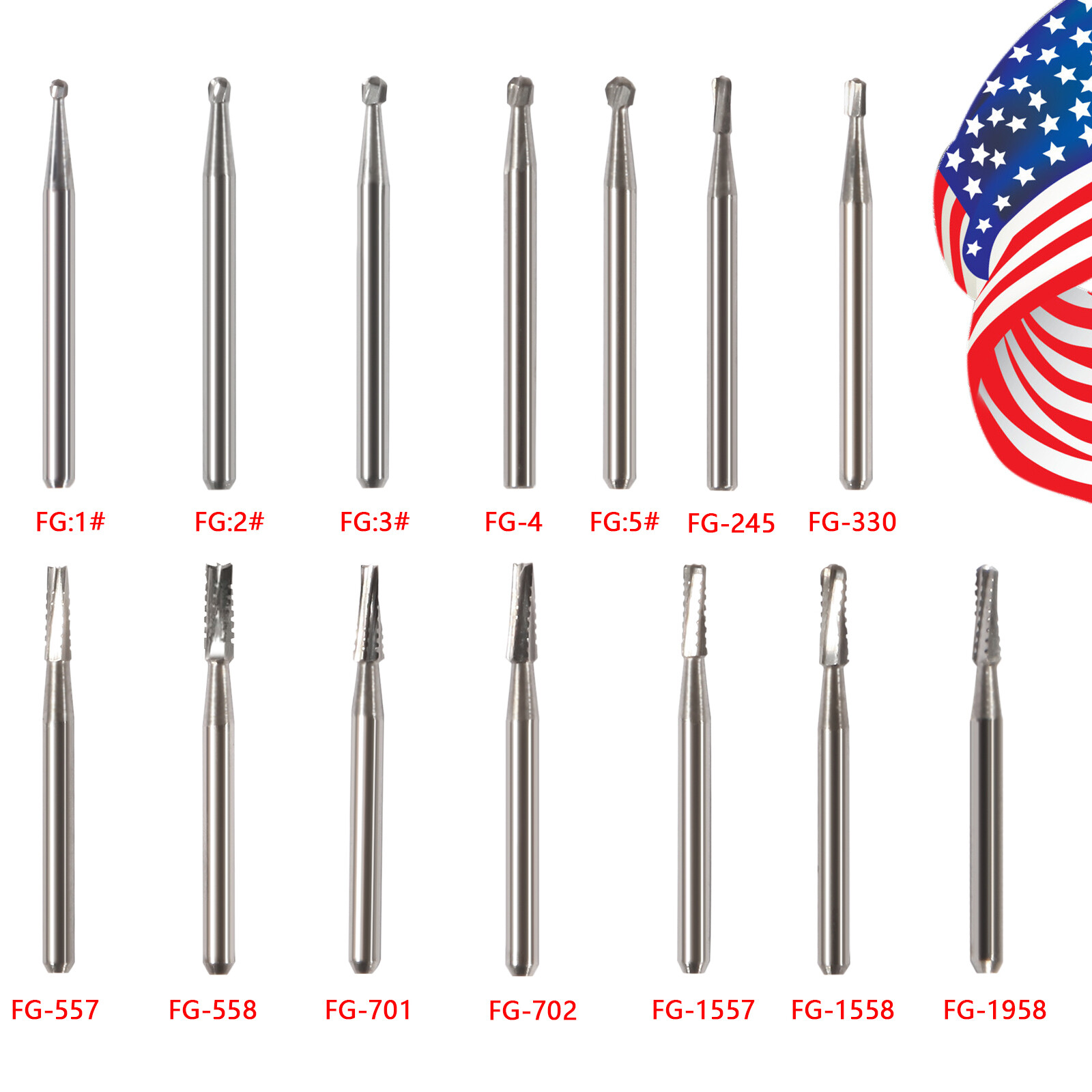 10-100* Dental Tungsten Carbide Steel Burs Drills for High Speed Handpiece