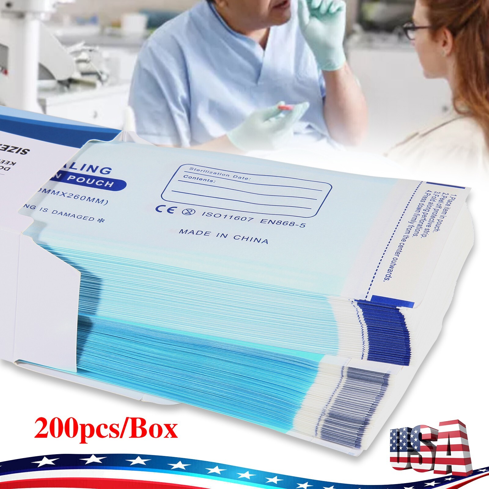 3.5″ X 10″ Self Sterilization Pouches Autoclave Pouch,Sterilizer Bags Dental 200