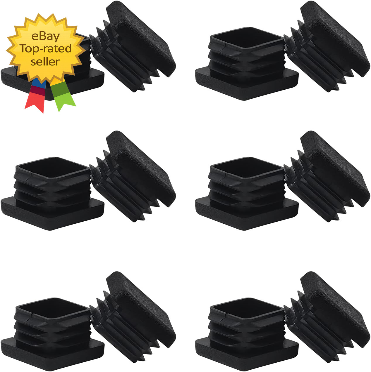 1 1X1 Square Tube End Cap Plastic Plugs 12 Pack, 1X1 1 Inch Square Tubing Plug 1