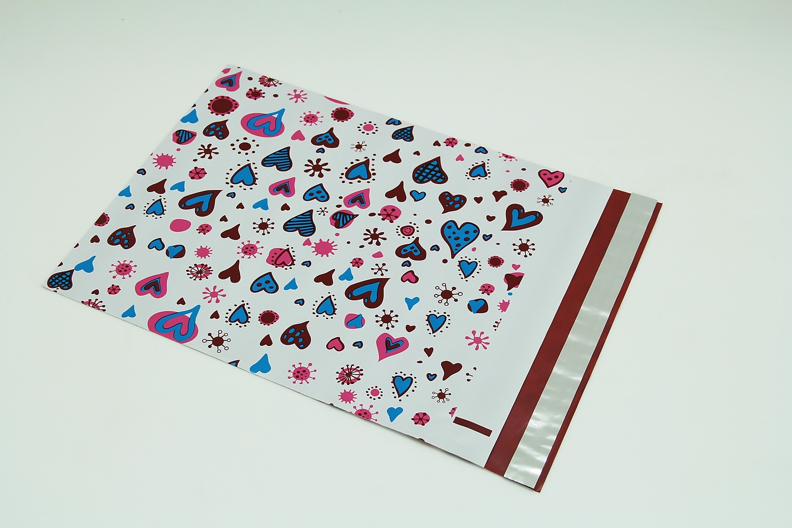 200 Bags 100 10×13 Blue Hearts,100 10×13 Pink Flowers Designer Poly Mailers