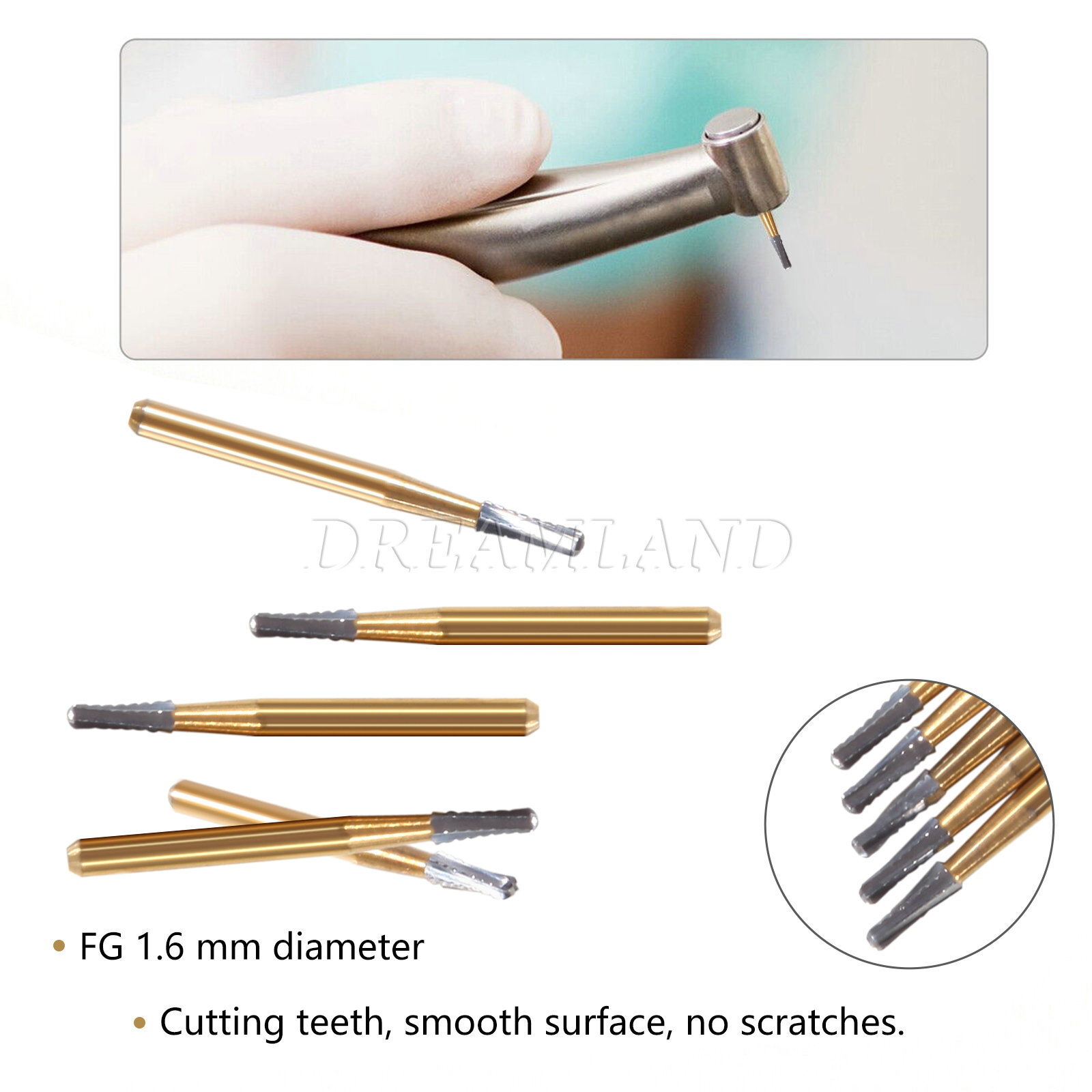 Dental Tungsten Steel Carbide Crown Metal Cutting Burs For High Speed FG-1957