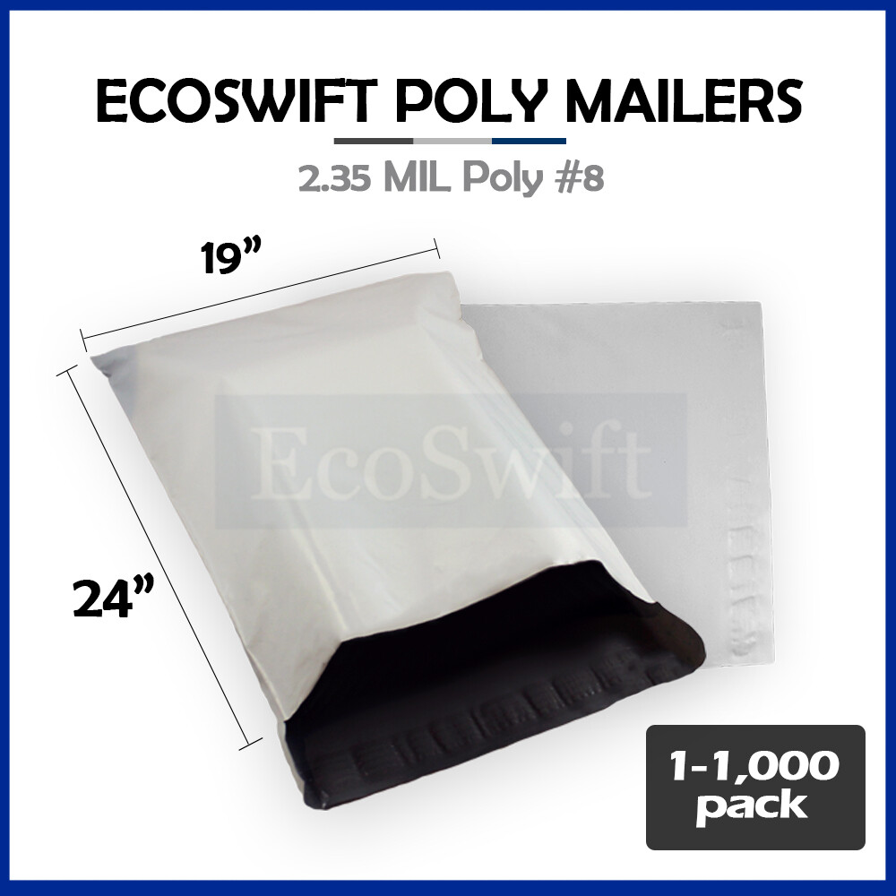 1-1000 19 x 24 “EcoSwift” Poly Mailers Envelopes Plastic Shipping Bags 2.35 MIL