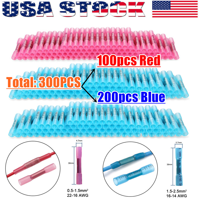 1000-50x Heat Shrink But Connector Waterproof Electrical Wire Marine Butt Splice