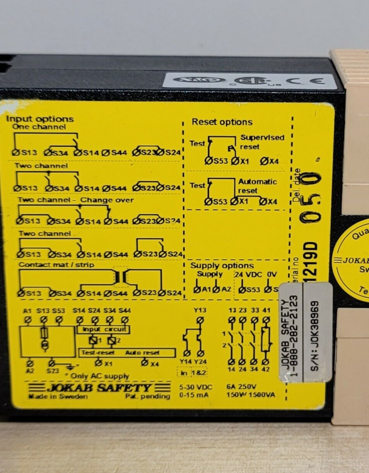 Jokab RT6 Universal Safety Relay 24VDC 3NO 1NC