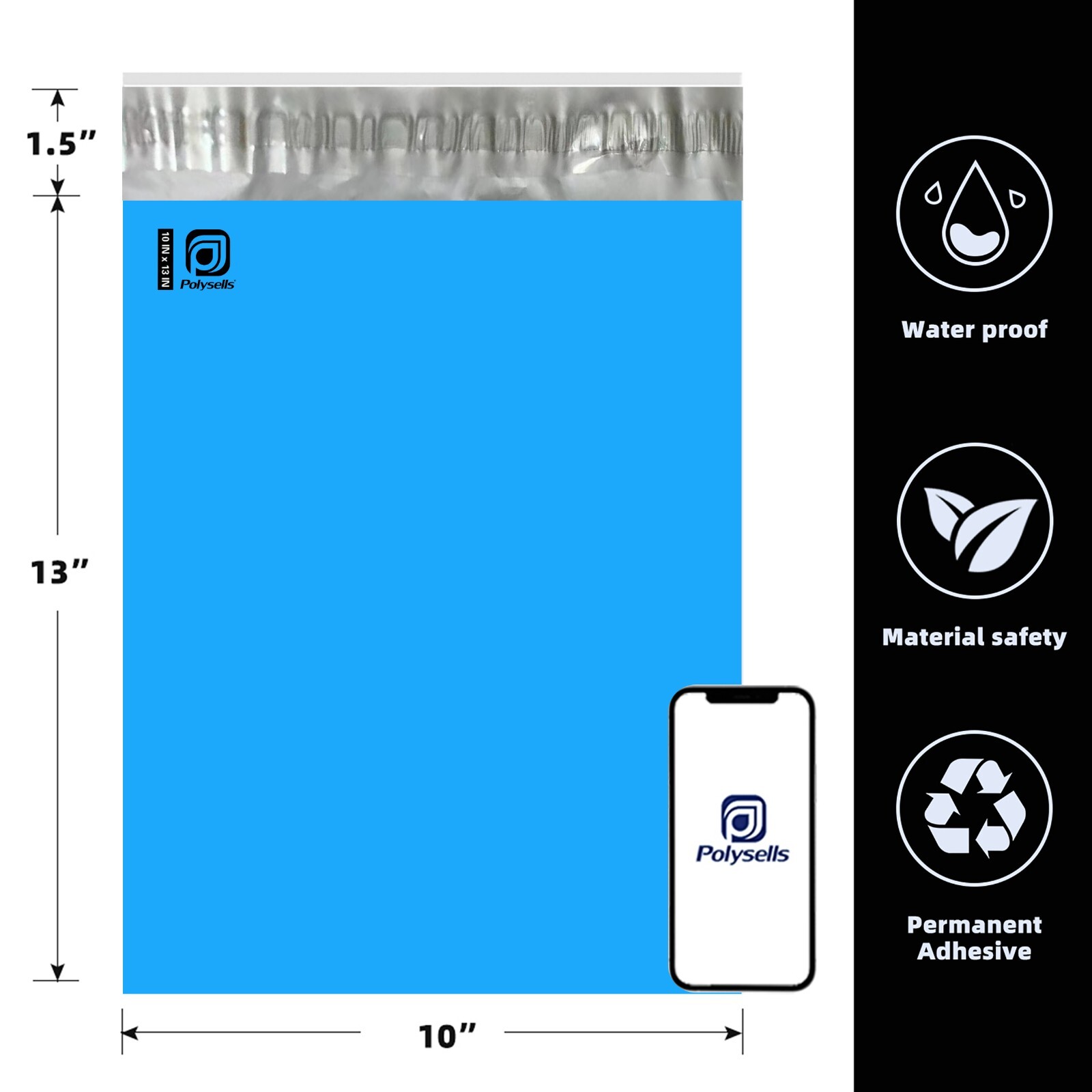 100 10×13 Poly Mailers Envelopes Self Sealing Shipping Mailers Blue POLYSELLS