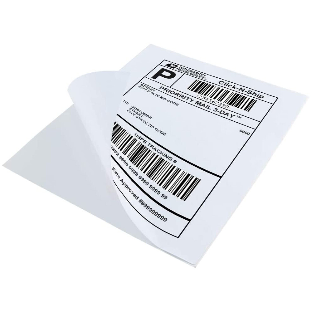 100 Full Sheet Shipping Labels 8.5×11 Self Adhesive Blank Paper for Laser/Inkjet
