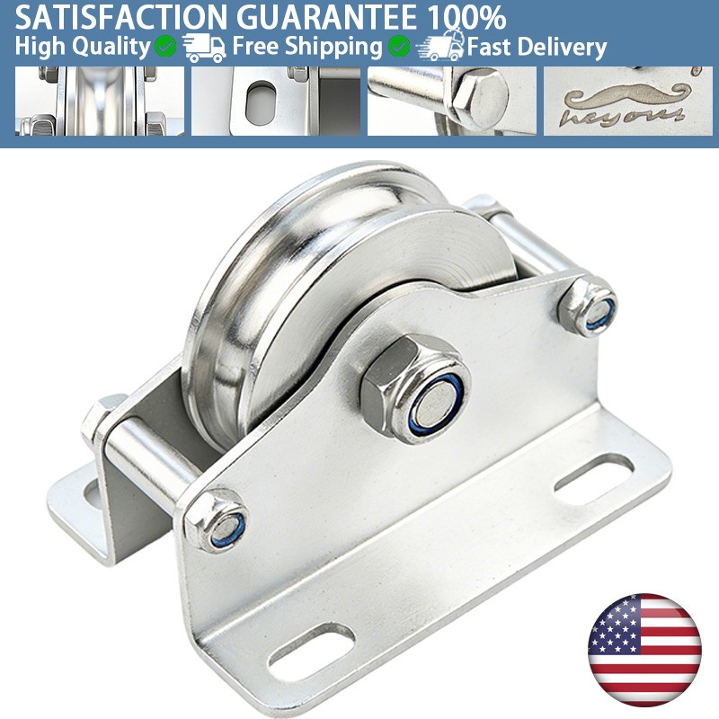 1 PC Silver Stainless Steel U Shaped Guide Wheel Industrial Pulley for Machinery
