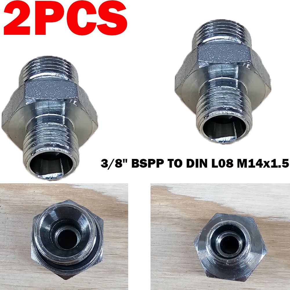 2X 3/8″ BSPP TO DIN L08 M14x1.5-MINI EXCAVATOR CHINESE DIGGER – 5002L-08-06