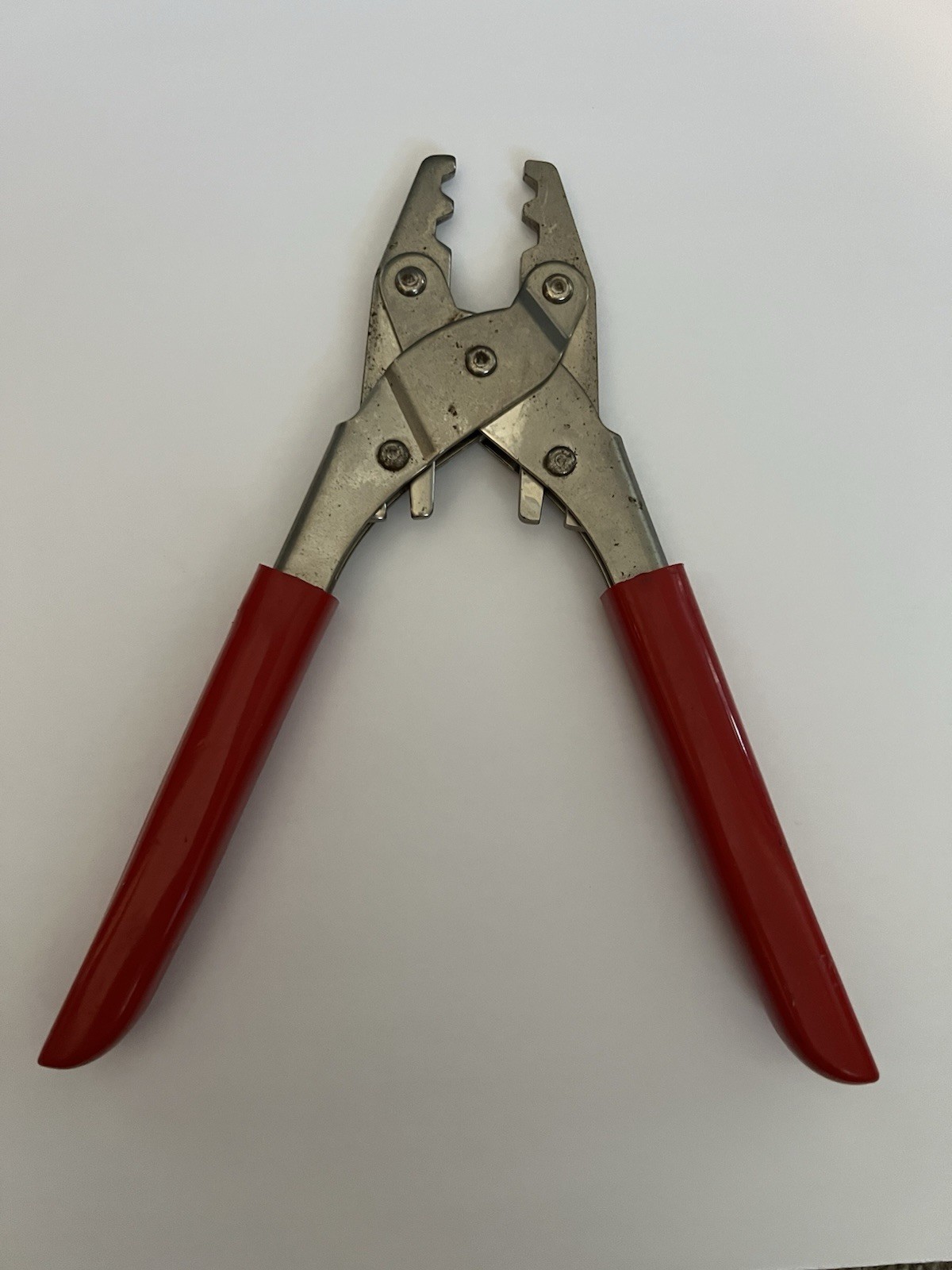 Vintage Unbranded Generic Hex Coaxial Cable Crimper Plier Tool Red Handles
