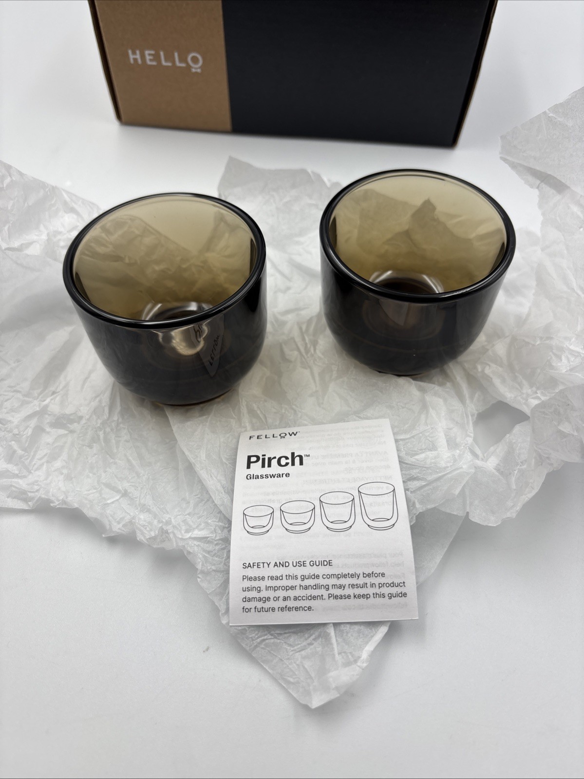 Fellow Pirch Espresso Shot Glass 3.5 oz Set of 2, Amber Artisanal Cups
