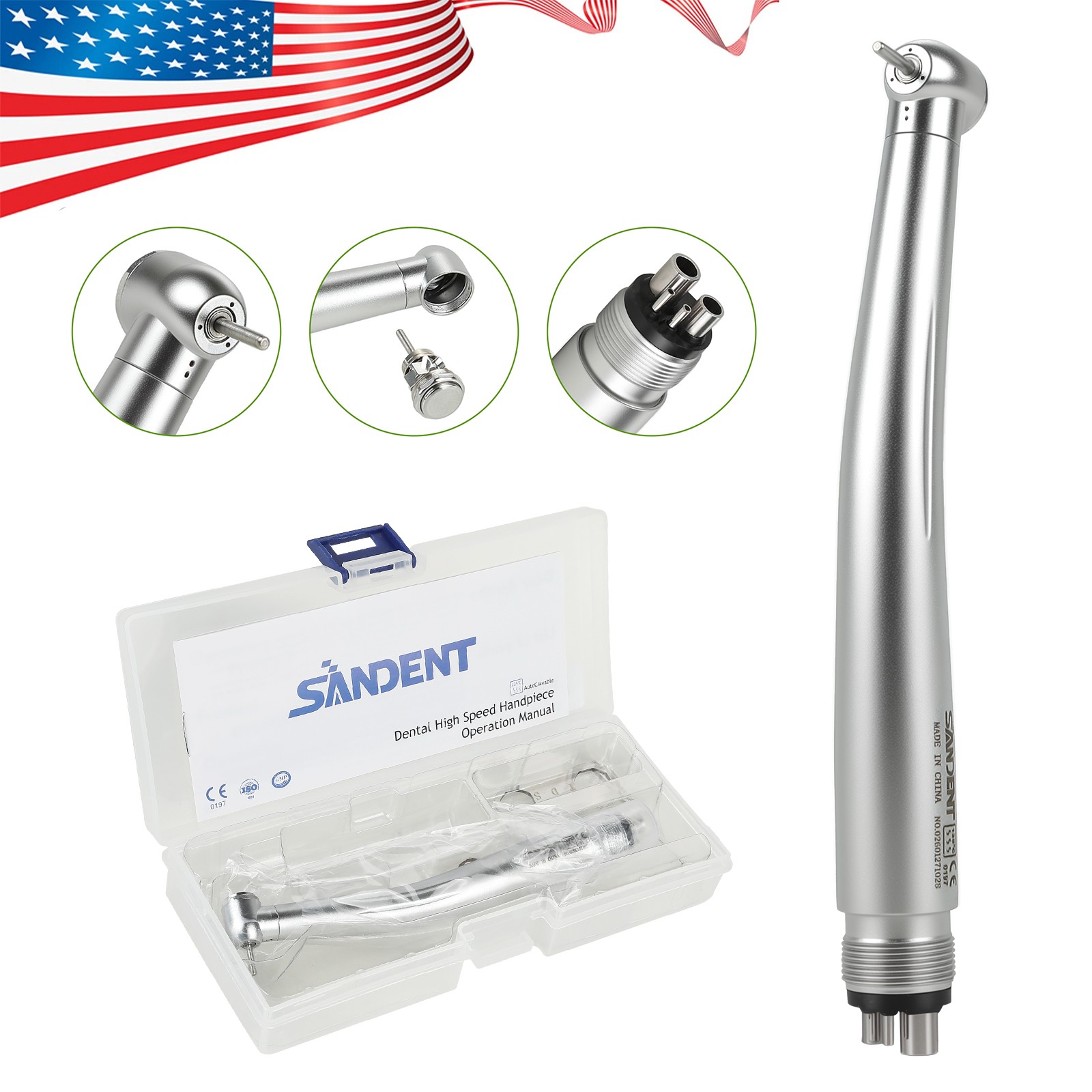10pcs SANDENT NSK PANA MAX Style Dental High Speed Handpiece Push Button 4 Hole