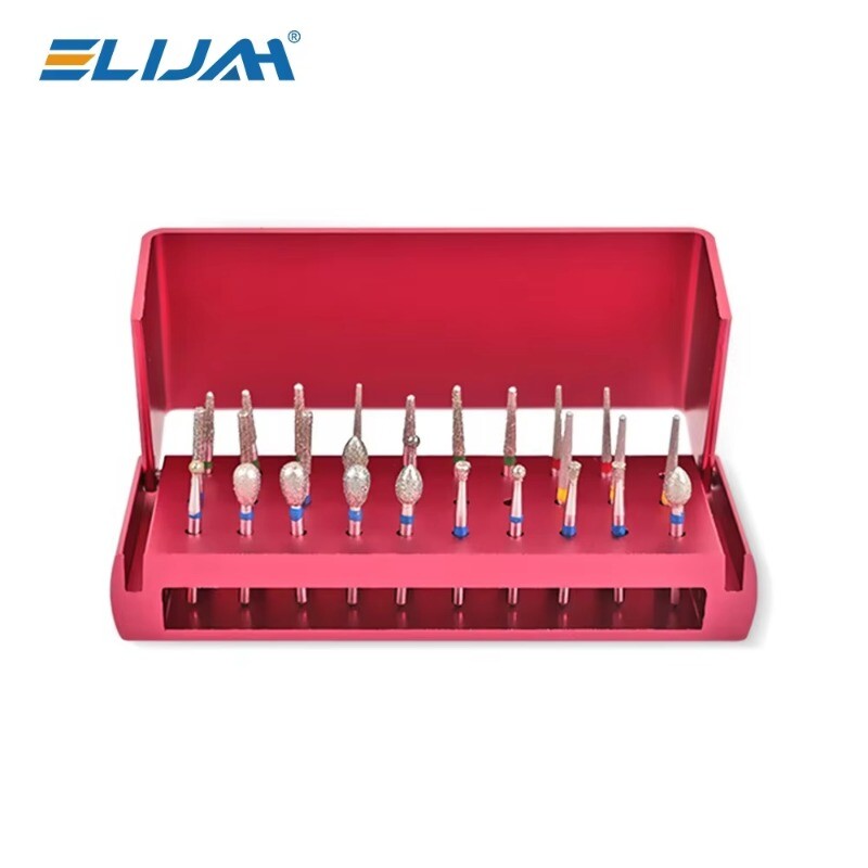 Dental Diamond Burs Drill+Disinfection Bur Block High Speed Handpiece–30Pcs/Set