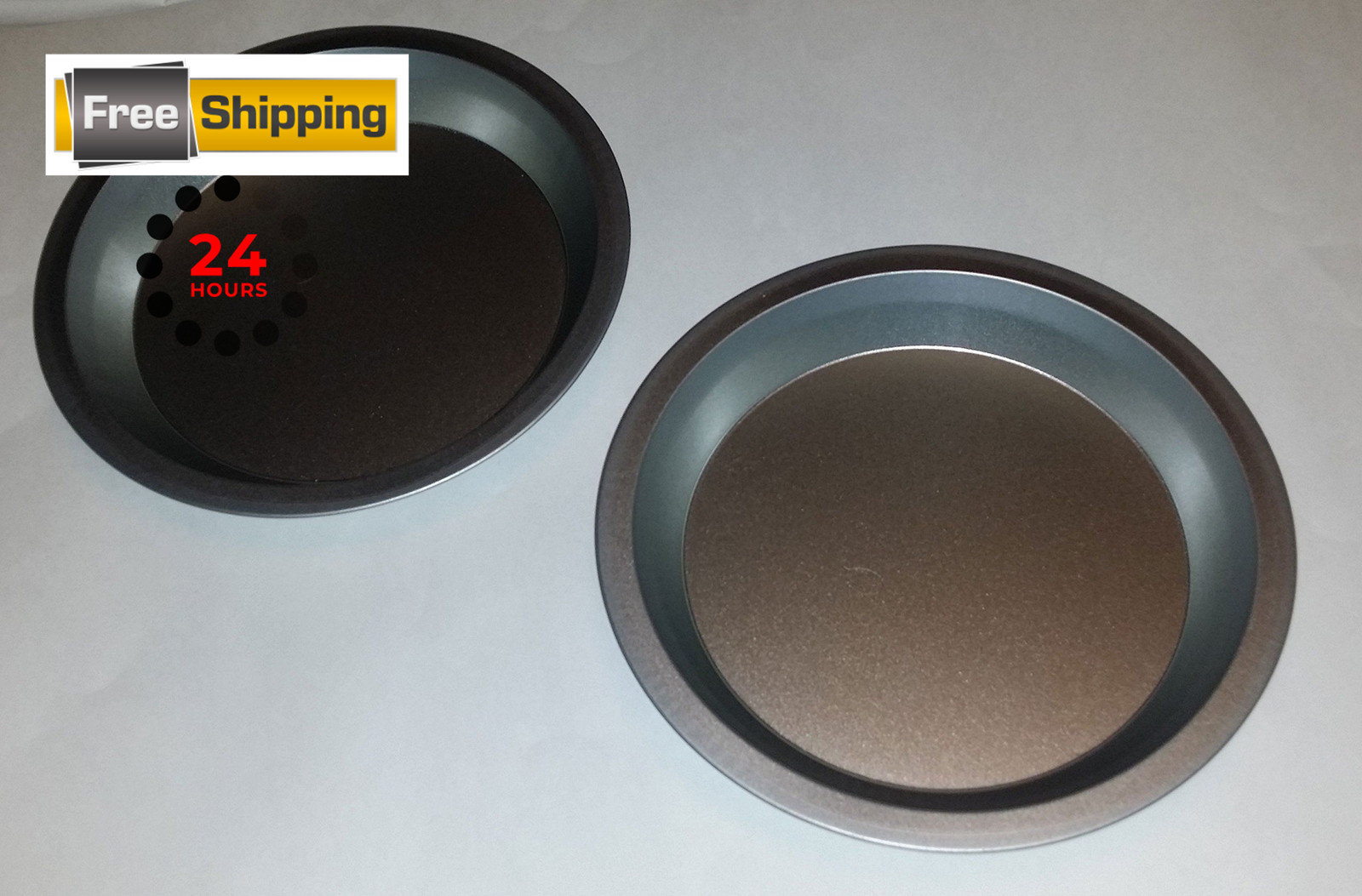 Two 9 inch Pie Pans a Heavy weight steel none stick bakeware 1 Pack, Brown