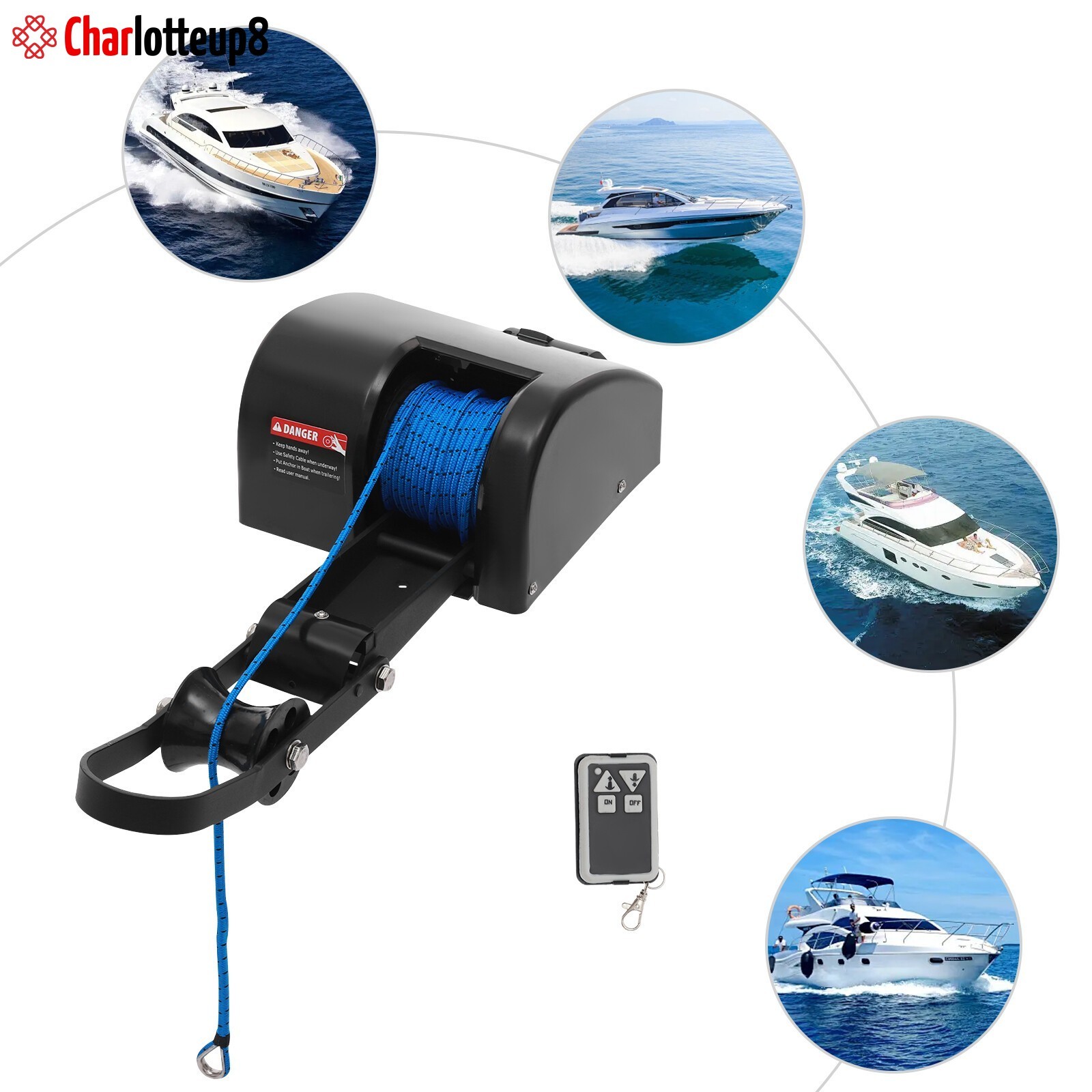 35lbs 12V Heavy Duty Boat Electric Anchor Winch with Wireless Remote Control