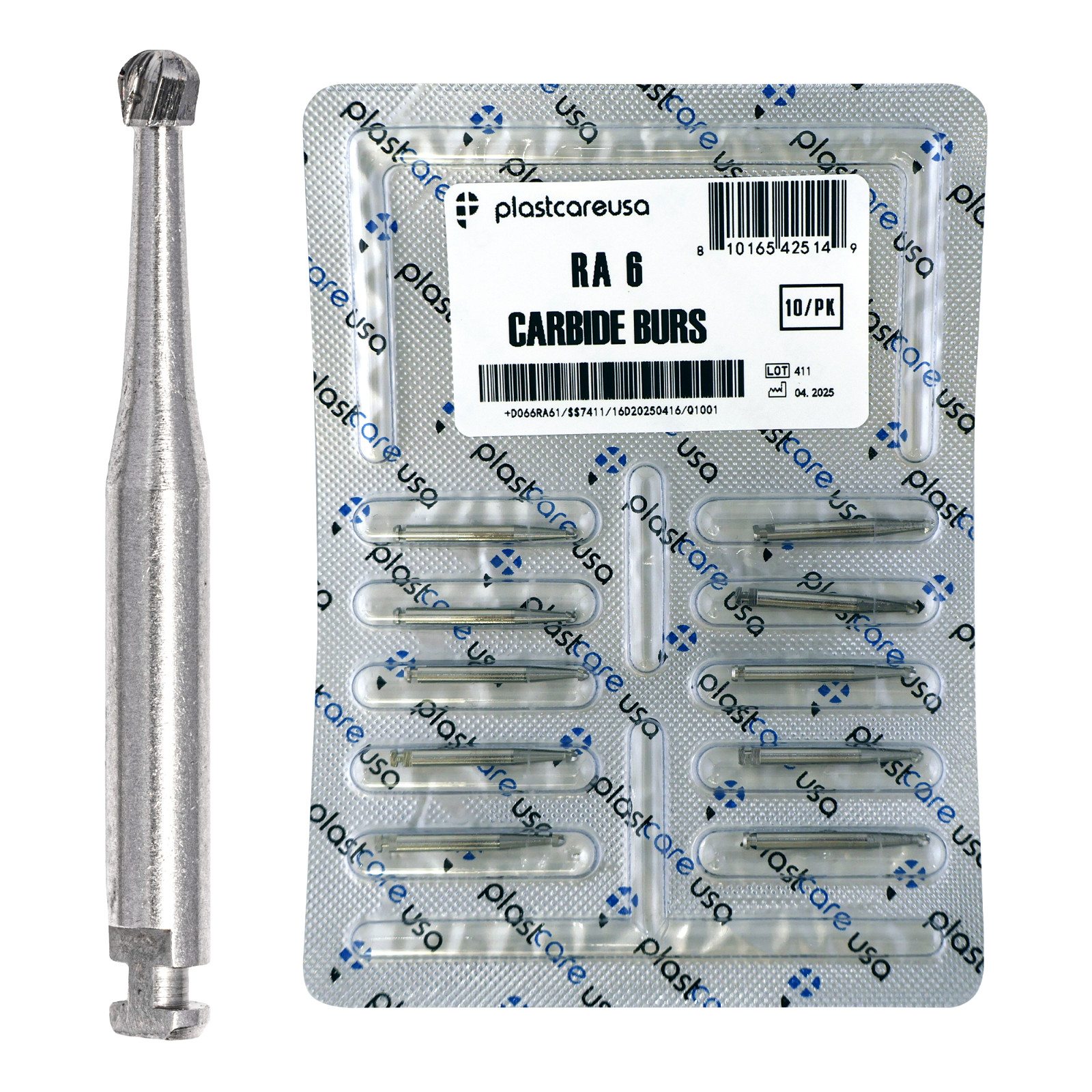 10 RA6 Round Carbide Dental Burs Slow Speed Handpiece Friction Grip Drill Bits