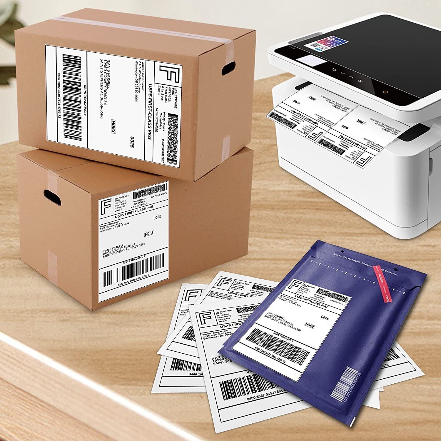 1000 Half Sheet Shipping Labels 2 Per Sheet 8.5×5.5 Self Adhesive For Laser&ink