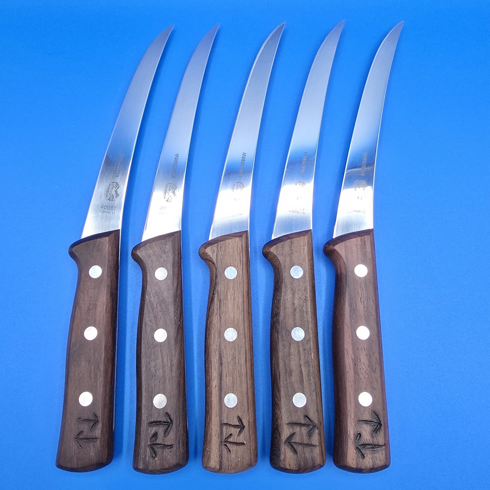 Lot 5 Victorinox Forschner 40017 Curved Boning Knives Wood Handle Swiss…