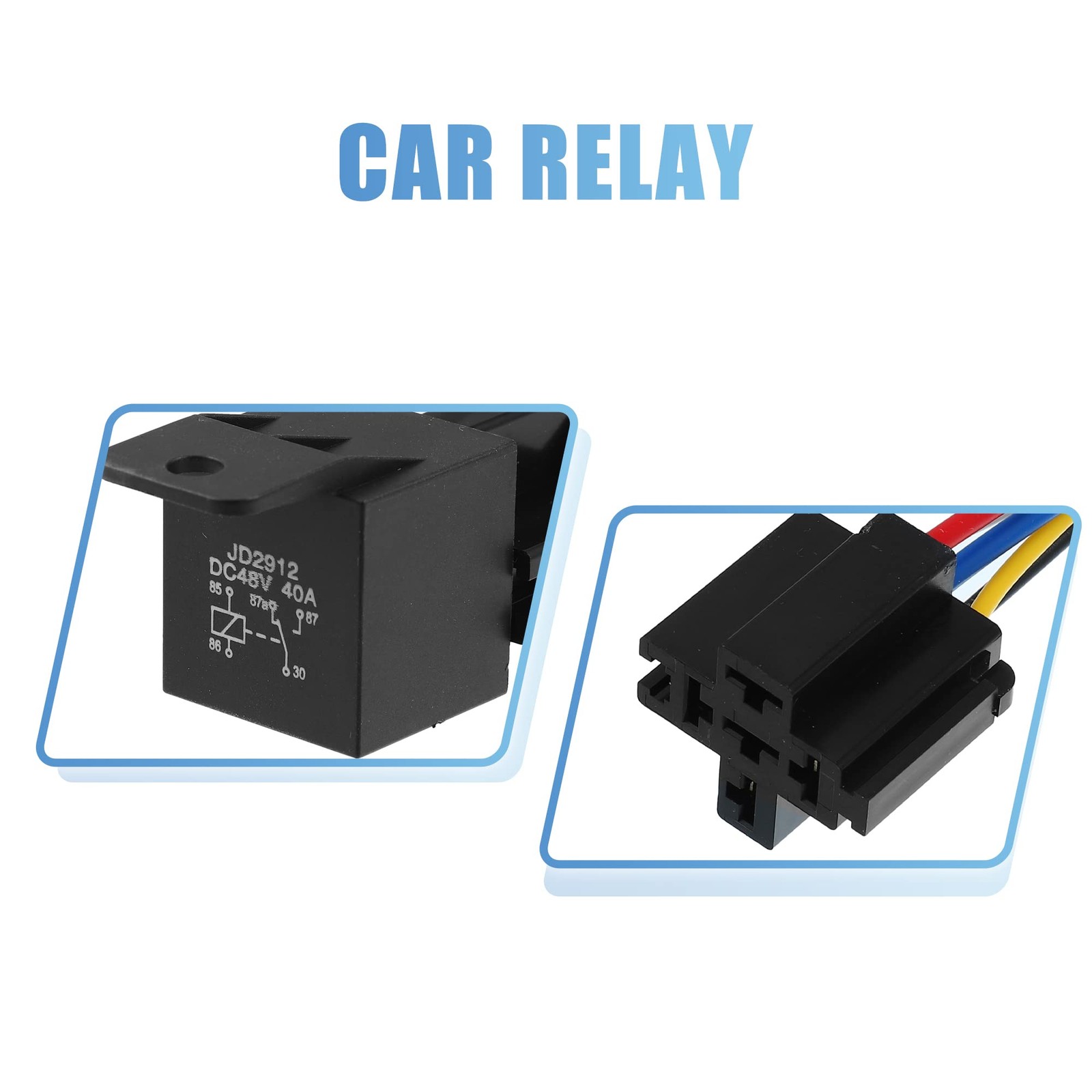DC 48V 40A SPDT Automotive Car Relay 5 Pin 5 Wires with Harness Socket Plug