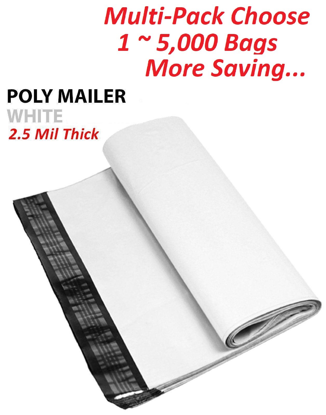1-5000 Pack 7.5×10.5 White Poly Mailers Shipping Envelopes Self Sealing Bags