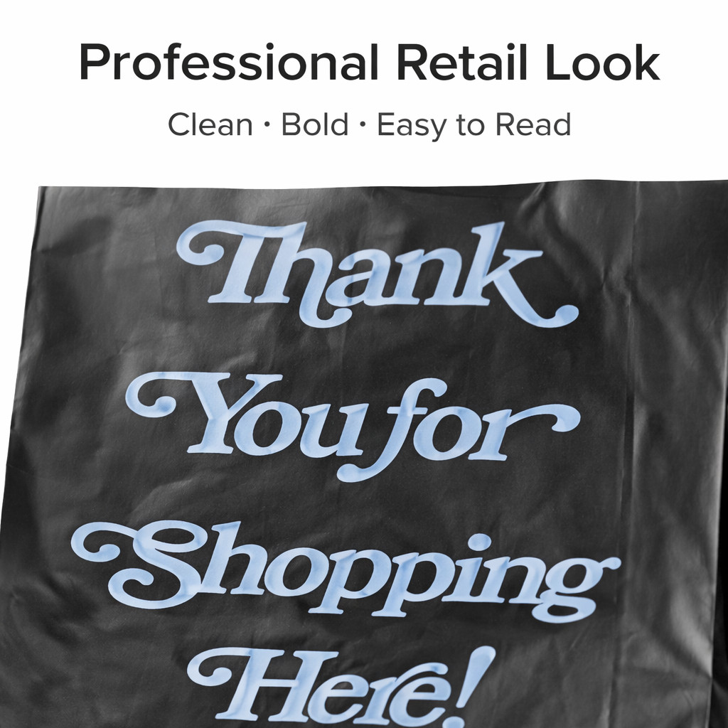Black Thank You Liquor Bottle Bags 8x20x4 Heavy Duty 0.98 Mil (50-1000)