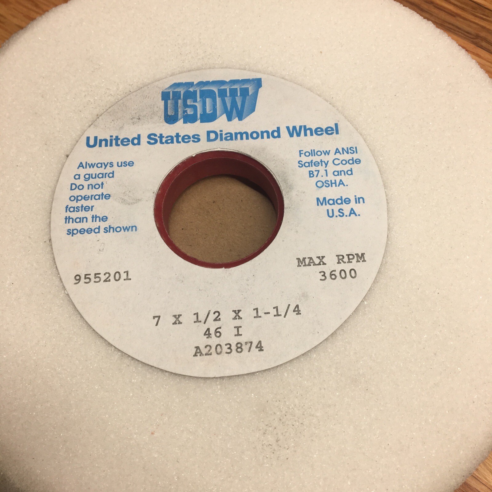 United States Diamond Wheel Surface Grinding Wheel 7×1/2×1-1/4 46I USDW